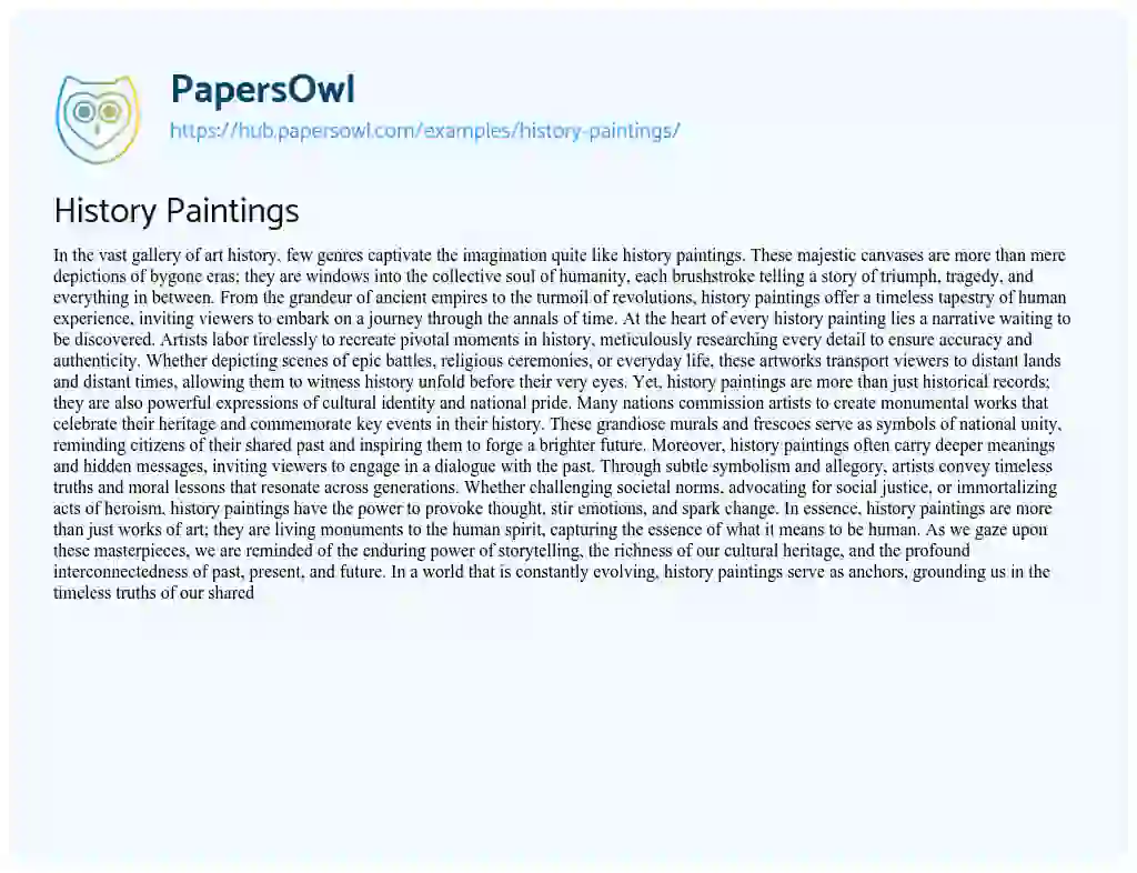 Essay on History Paintings