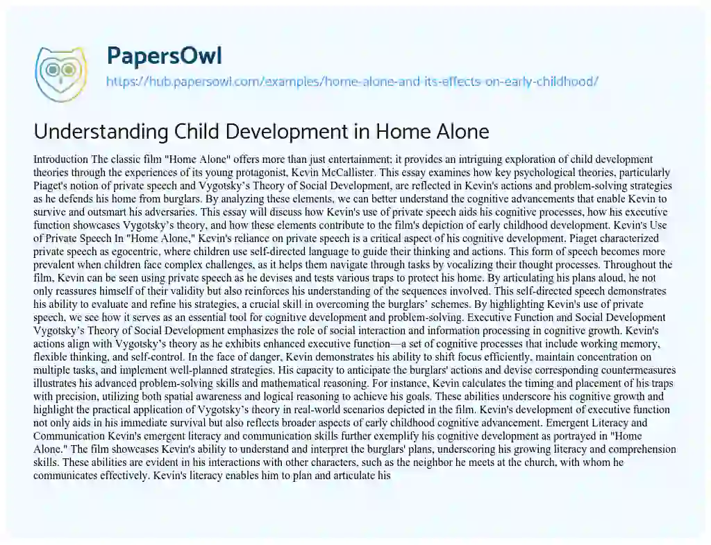 Essay on Understanding Child Development in Home Alone