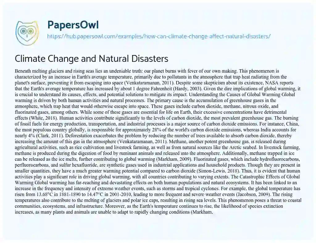 Essay on Climate Change and Natural Disasters