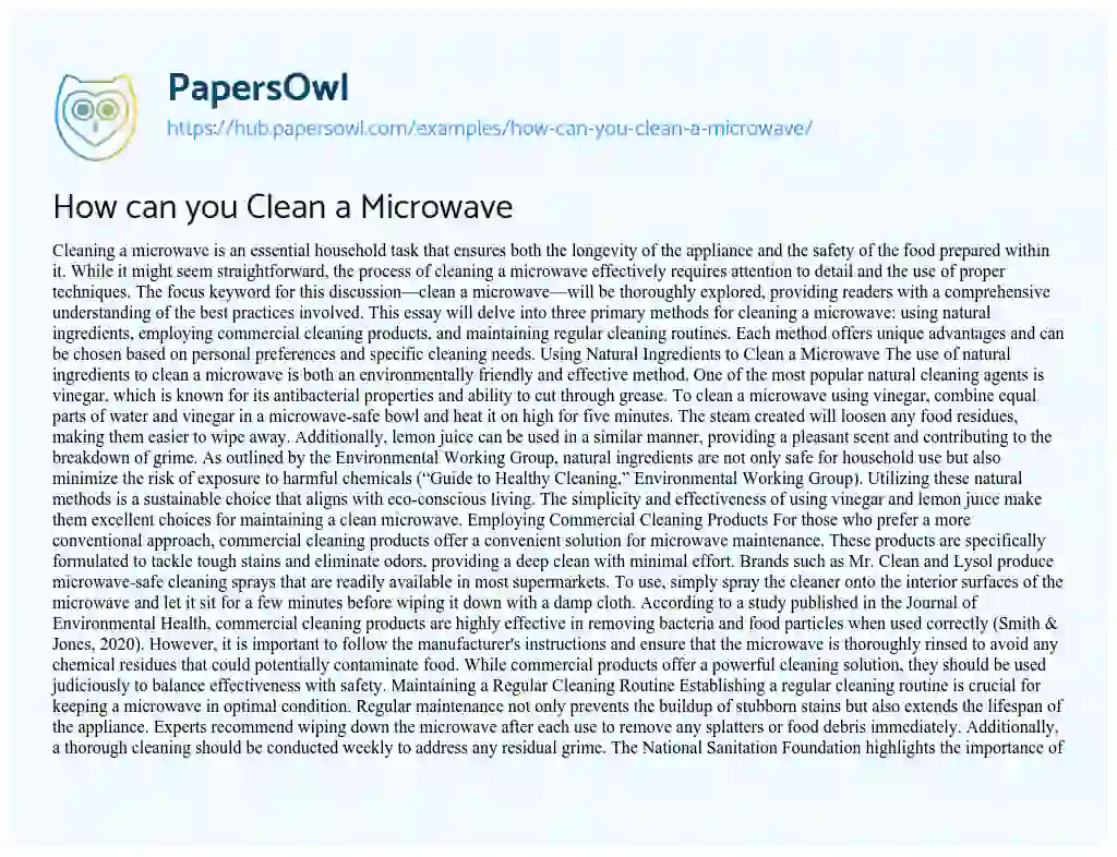 Essay on How can you Clean a Microwave