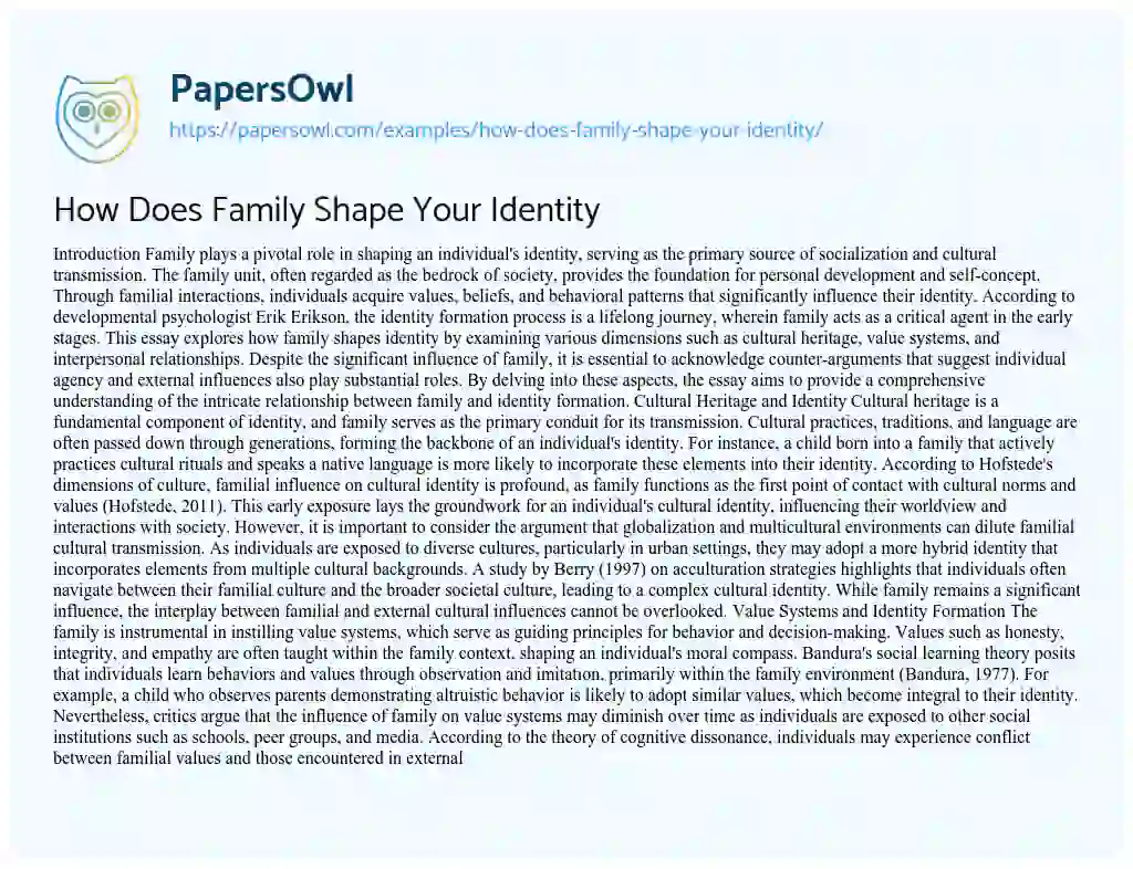 Essay on How Does Family Shape Your Identity