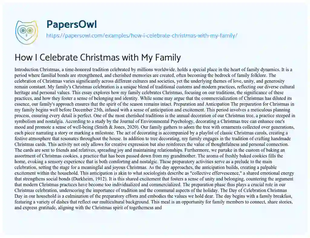 Essay on How I Celebrate Christmas with My Family