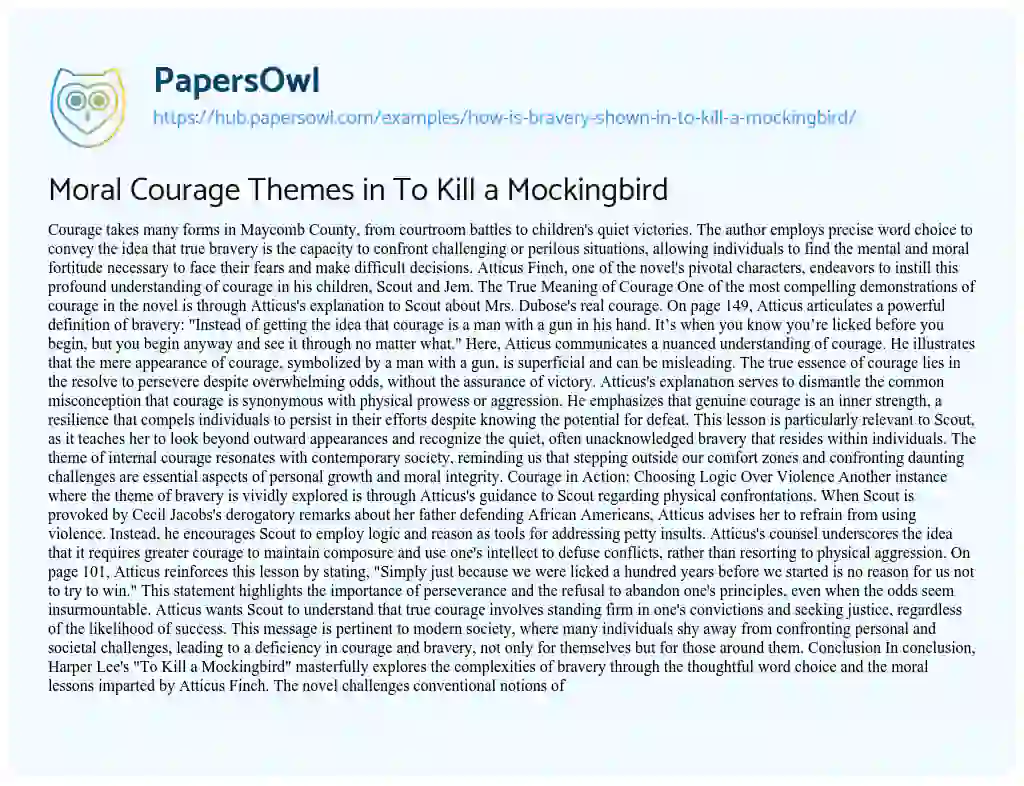 Essay on Moral Courage Themes in To Kill a Mockingbird