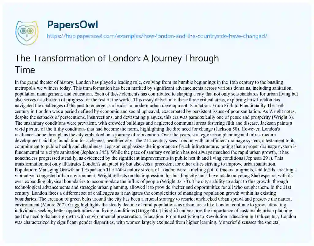 Essay on The Transformation of London: A Journey Through Time