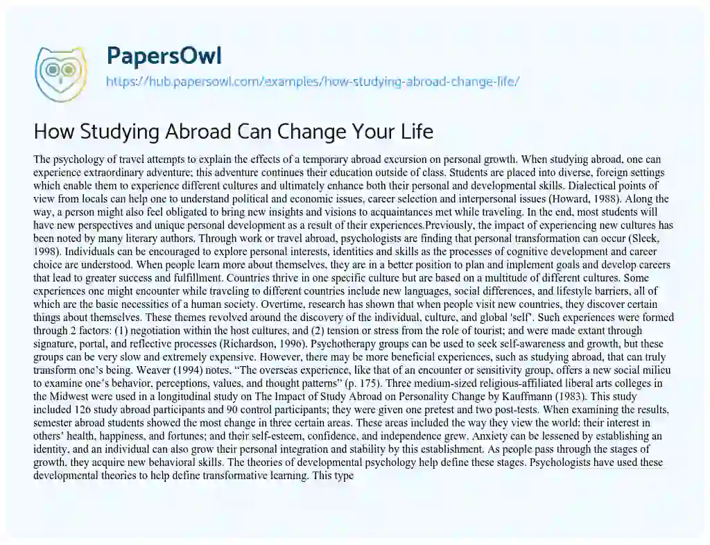 Essay on How Studying Abroad Can Change Your Life