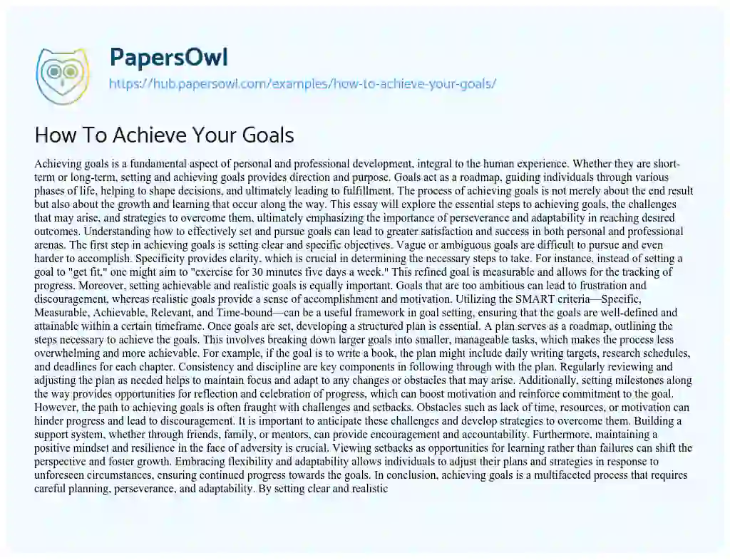 Essay on How To Achieve Your Goals