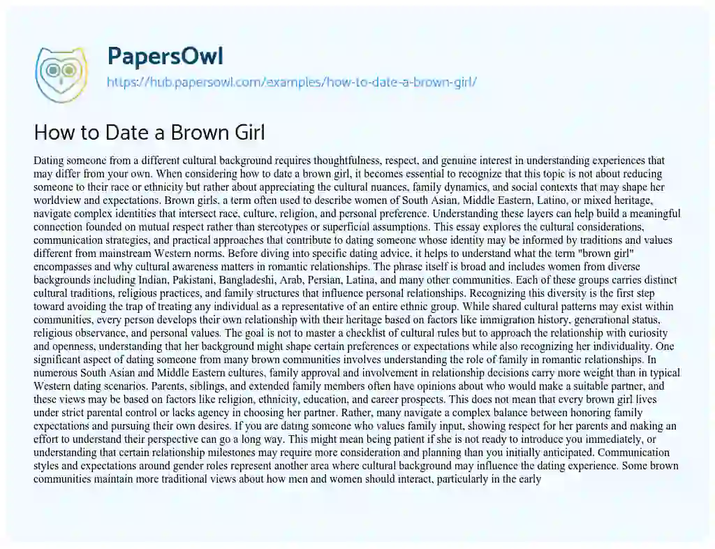 Essay on How to Date a Brown Girl