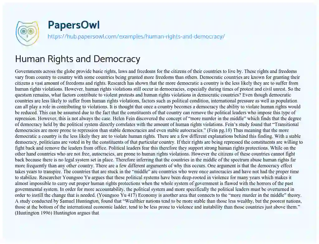 Essay on Human Rights and Democracy