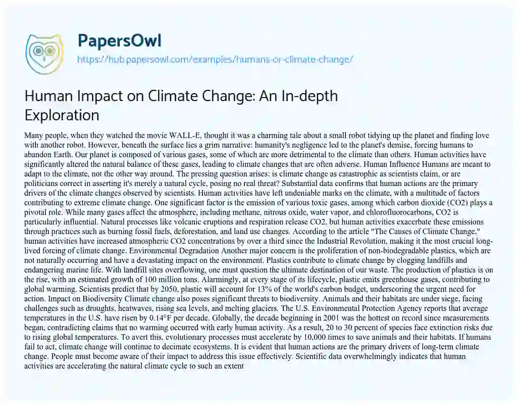 Essay on Human Impact on Climate Change: An In-depth Exploration