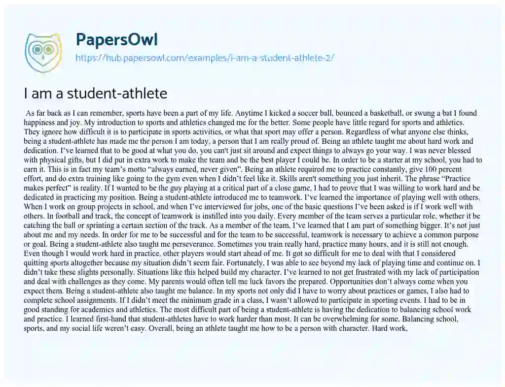 Essay on I am a student-athlete