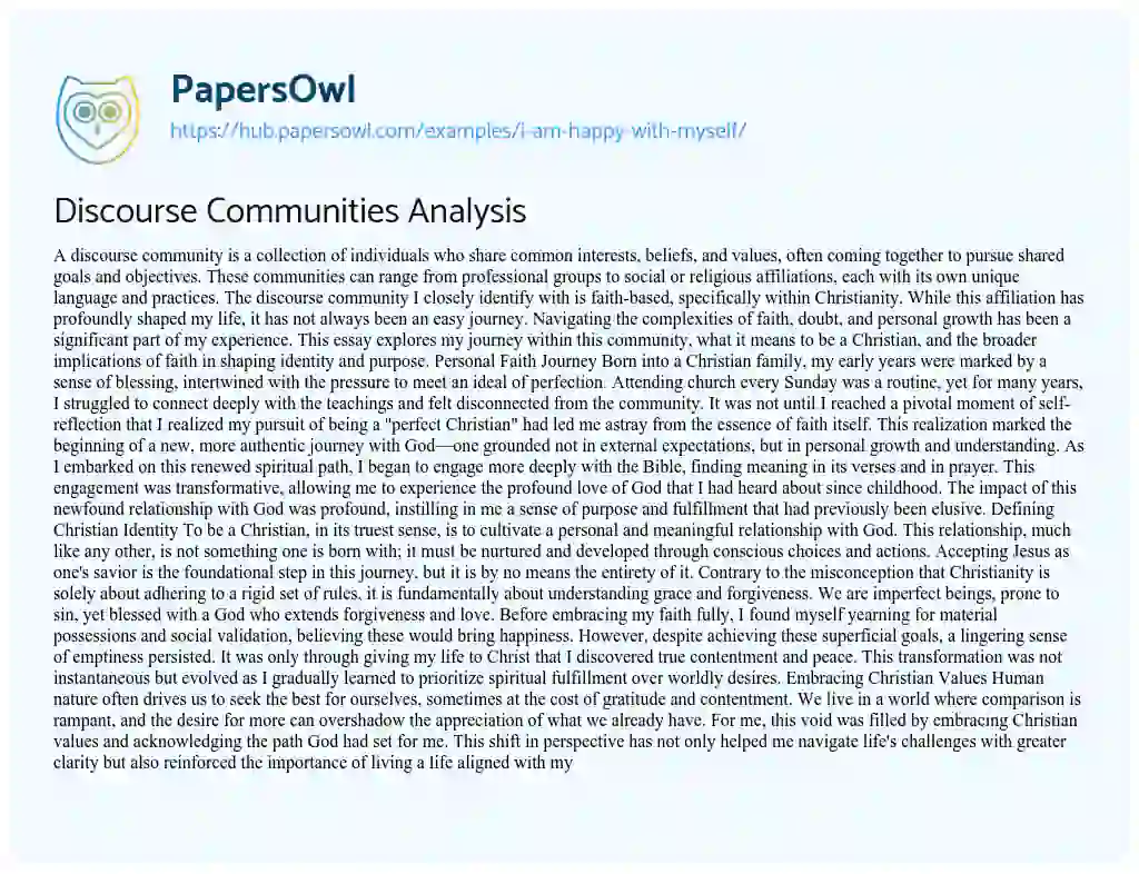 Essay on Discourse Communities Analysis