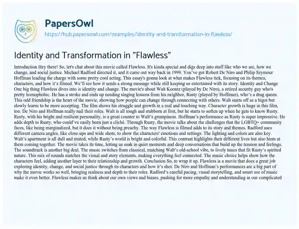Essay on Identity and Transformation in “Flawless”