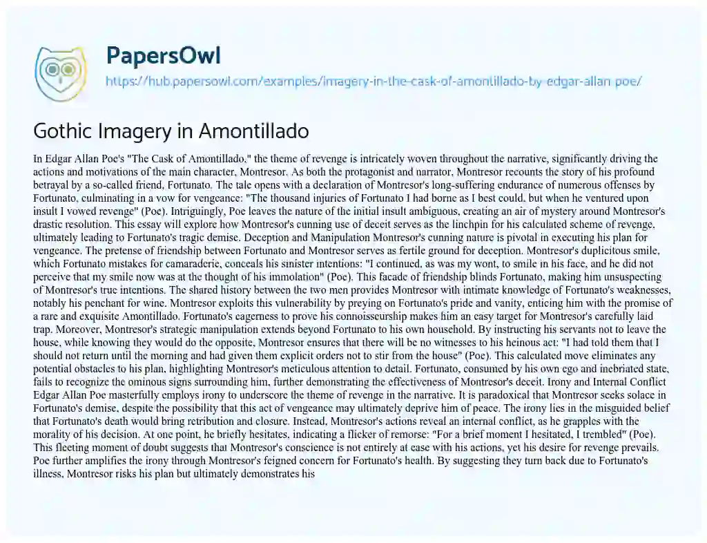 Essay on Gothic Imagery in Amontillado
