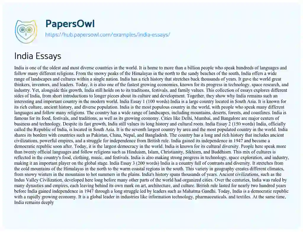 Essay on India Essays