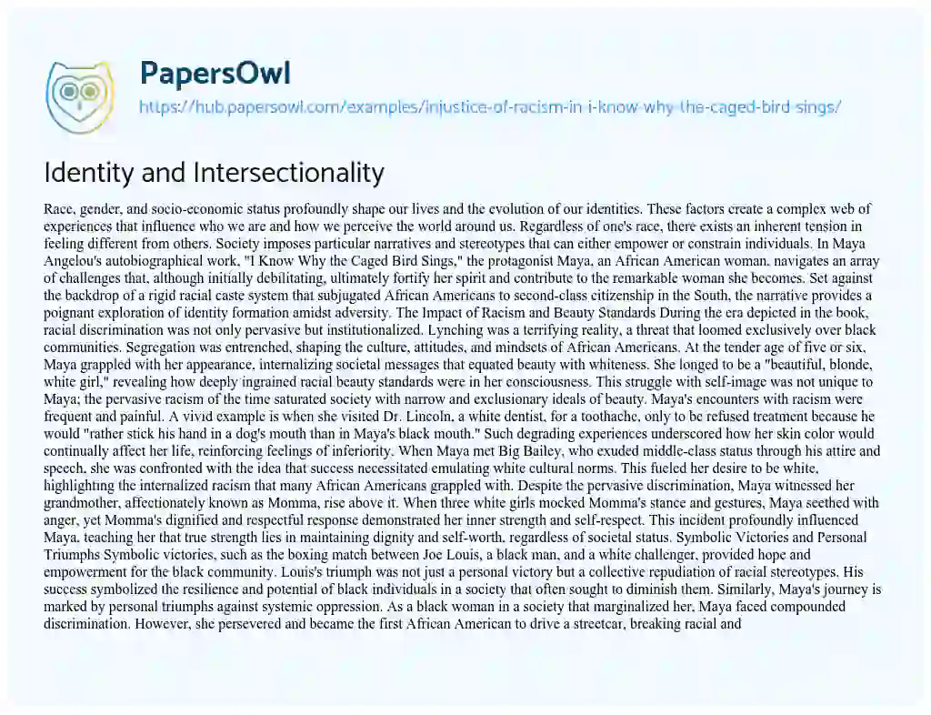 Essay on Identity and Intersectionality