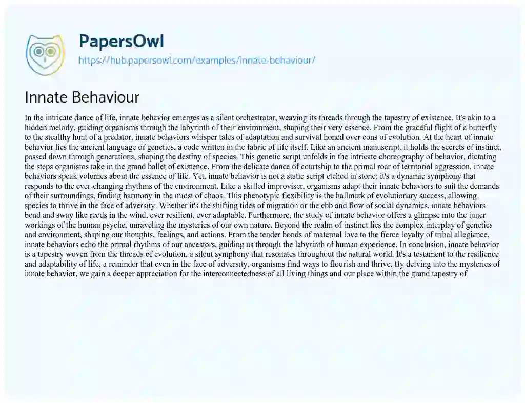 Essay on Innate Behaviour