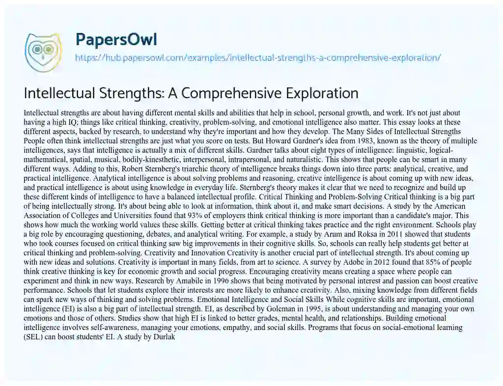 Essay on Intellectual Strengths: A Comprehensive Exploration