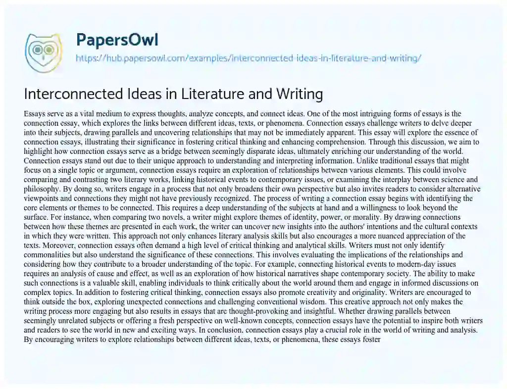 Essay on Interconnected Ideas in Literature and Writing