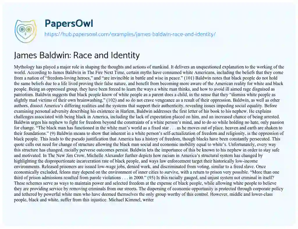 Essay on James Baldwin: Race and Identity
