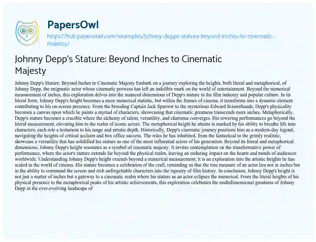 Essay on Johnny Depp’s Stature: Beyond Inches to Cinematic Majesty