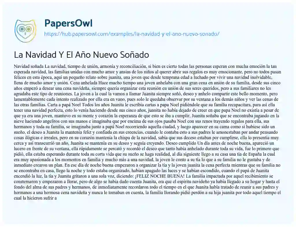 Essay on La Navidad Y El Año Nuevo Soñado