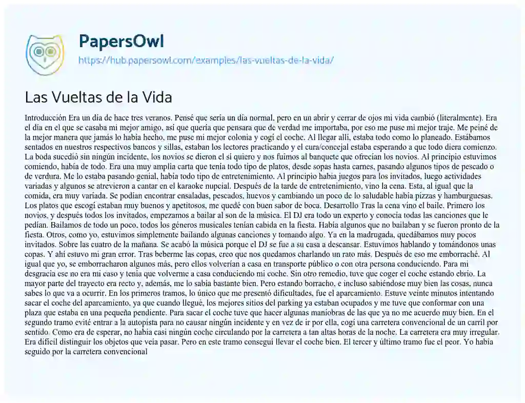 Essay on Las Vueltas de la Vida
