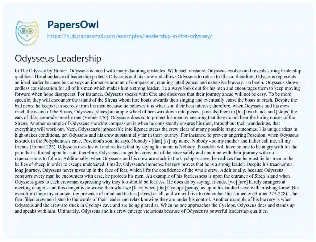 Essay on Odysseus Leadership
