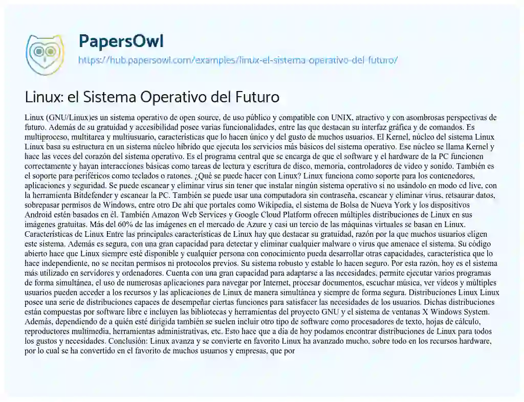 Essay on Linux: el Sistema Operativo del Futuro