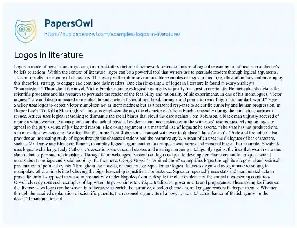 Essay on Logos in literature