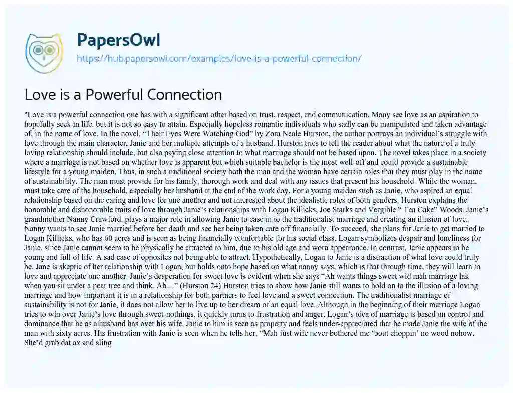 Essay on Love is a Powerful Connection