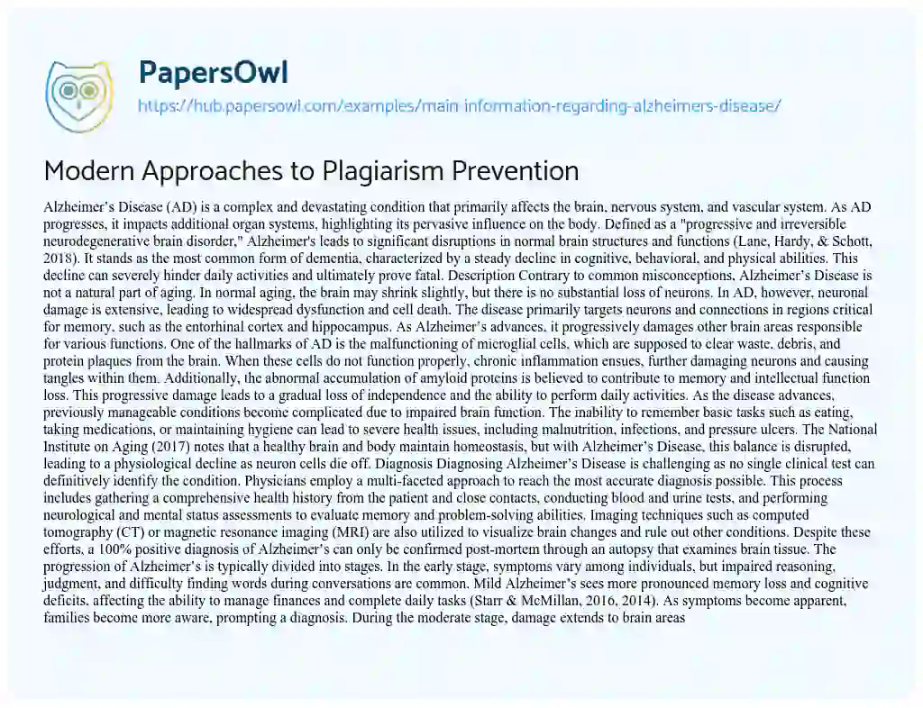 Essay on Modern Approaches to Plagiarism Prevention