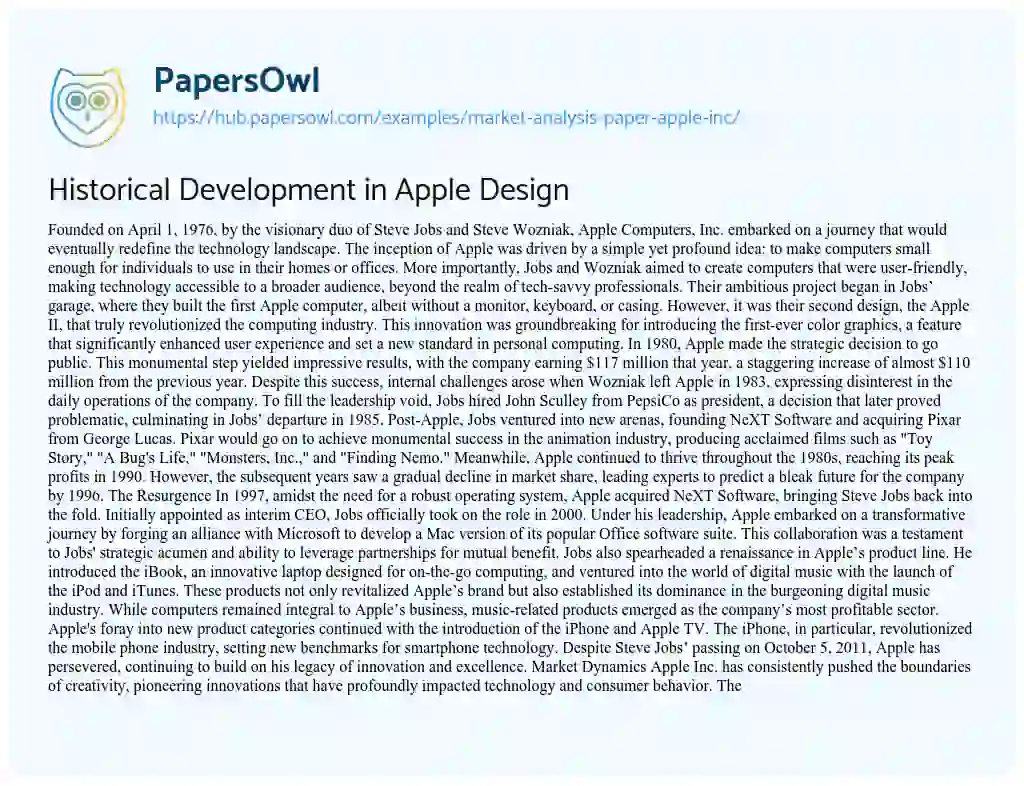 Essay on Historical Development in Apple Design