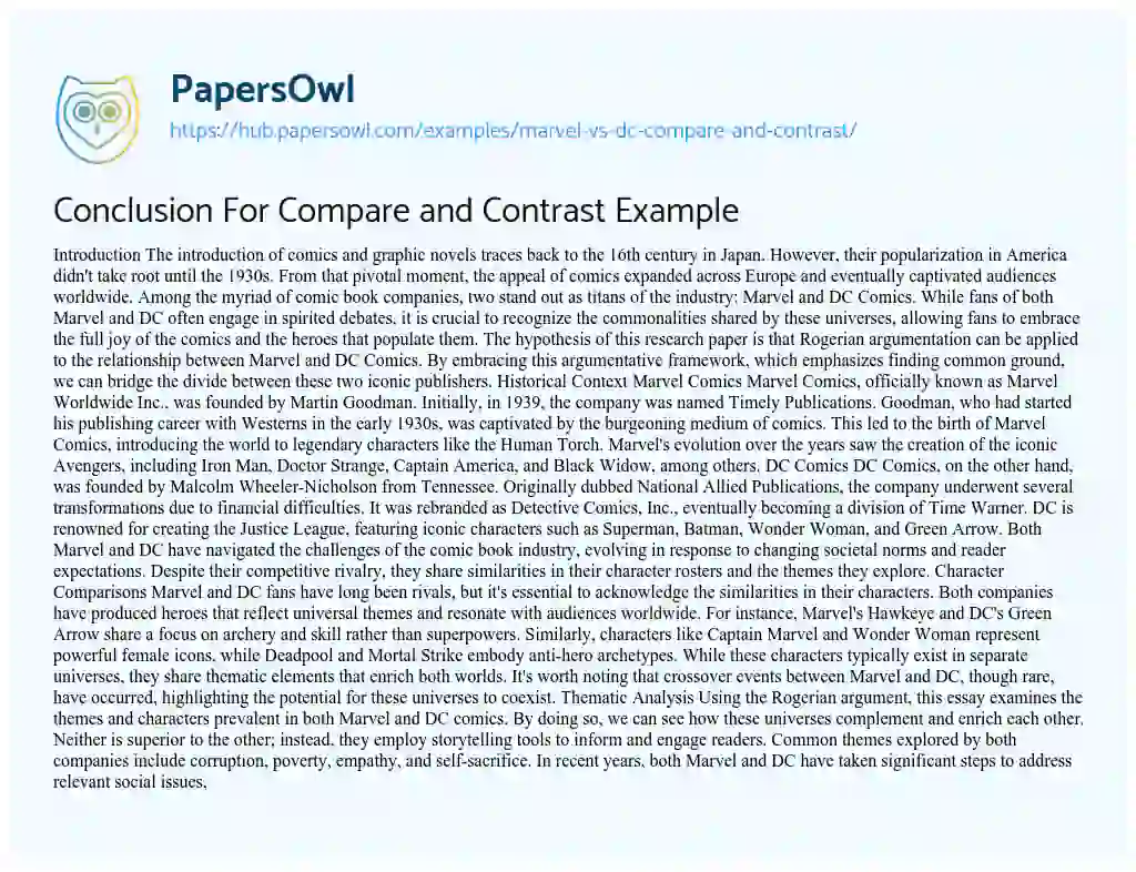 Essay on Conclusion For Compare and Contrast Example