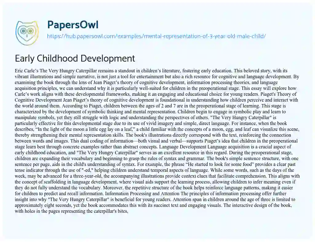 Essay on Early Childhood Development