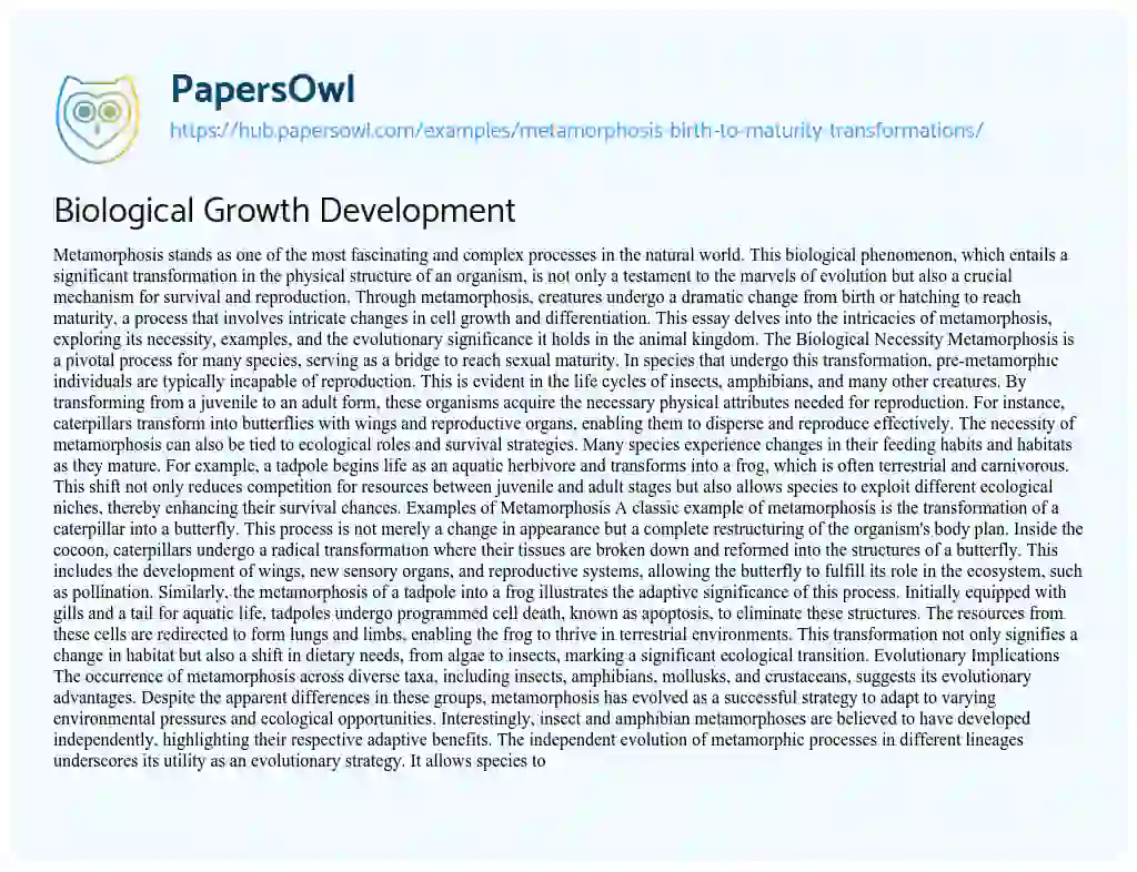 Essay on Biological Growth Development