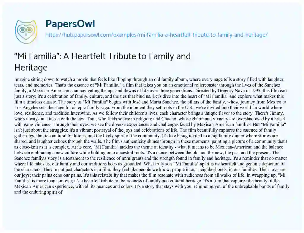 Essay on “Mi Familia”: A Heartfelt Tribute to Family and Heritage