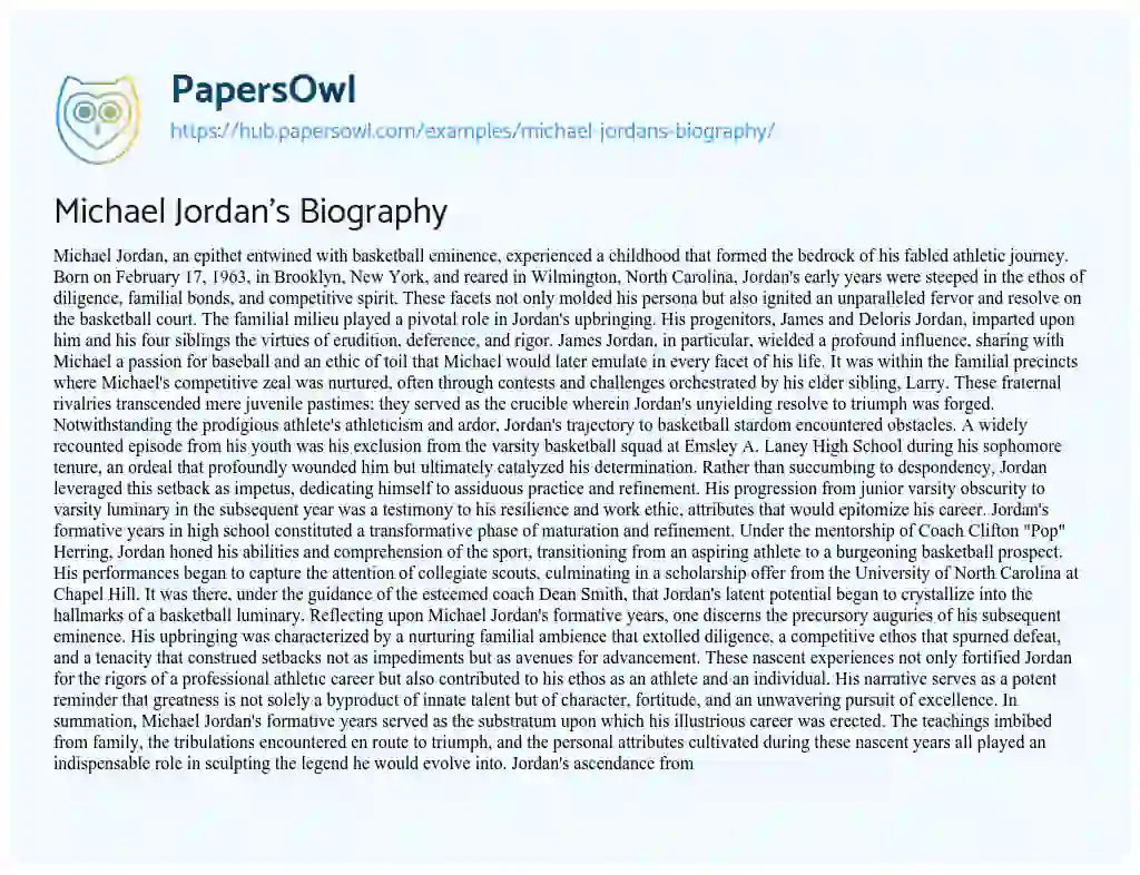 Essay on Michael Jordan’s Biography