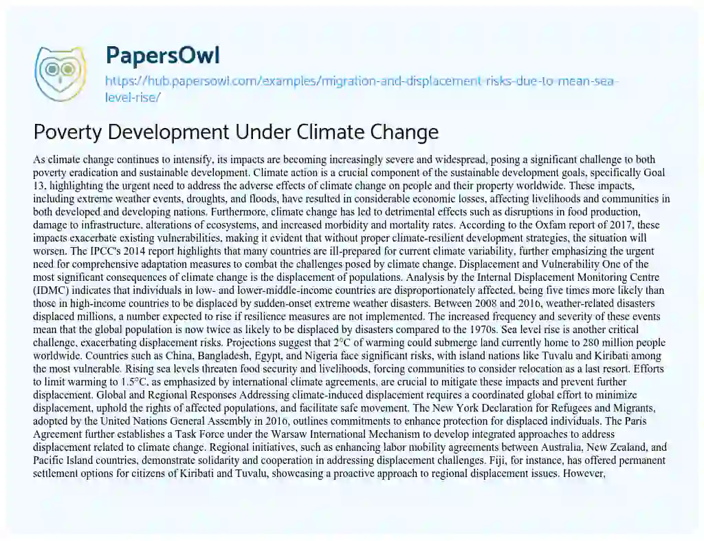 Essay on Poverty Development Under Climate Change