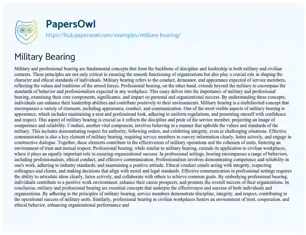 Essay on Military Bearing