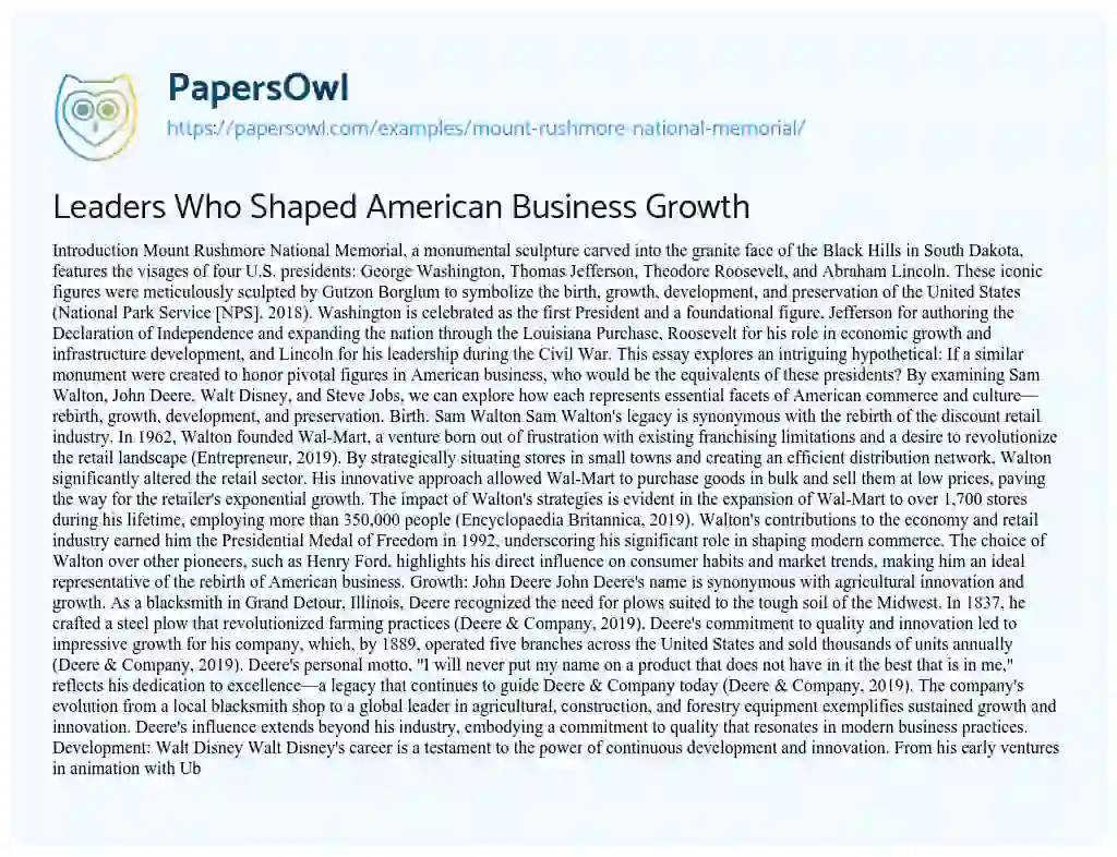 Essay on Leaders Who Shaped American Business Growth