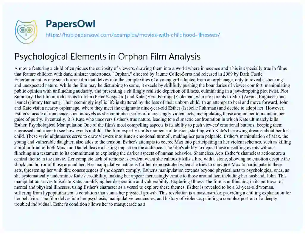 Essay on Psychological Elements in Orphan Film Analysis