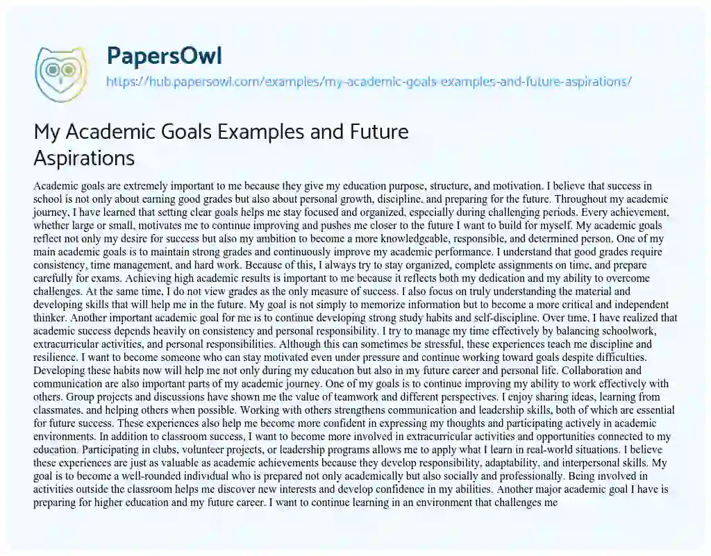 Essay on My Academic Goals Examples and Future Aspirations