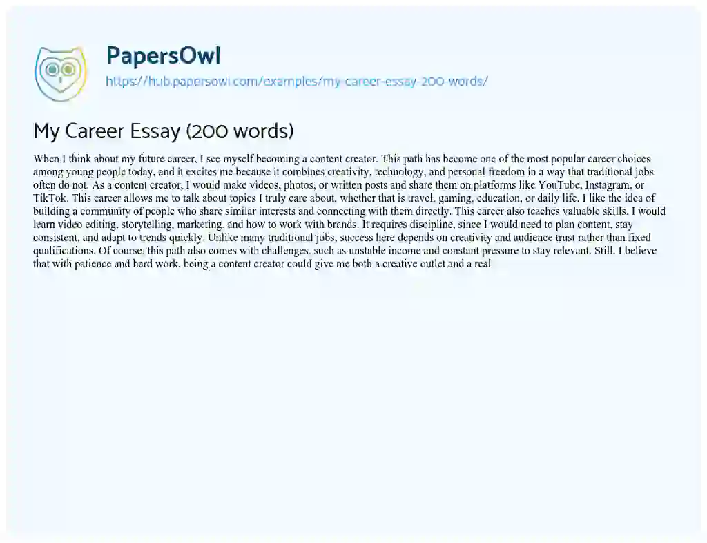 Essay on My Career Essay (200 words)