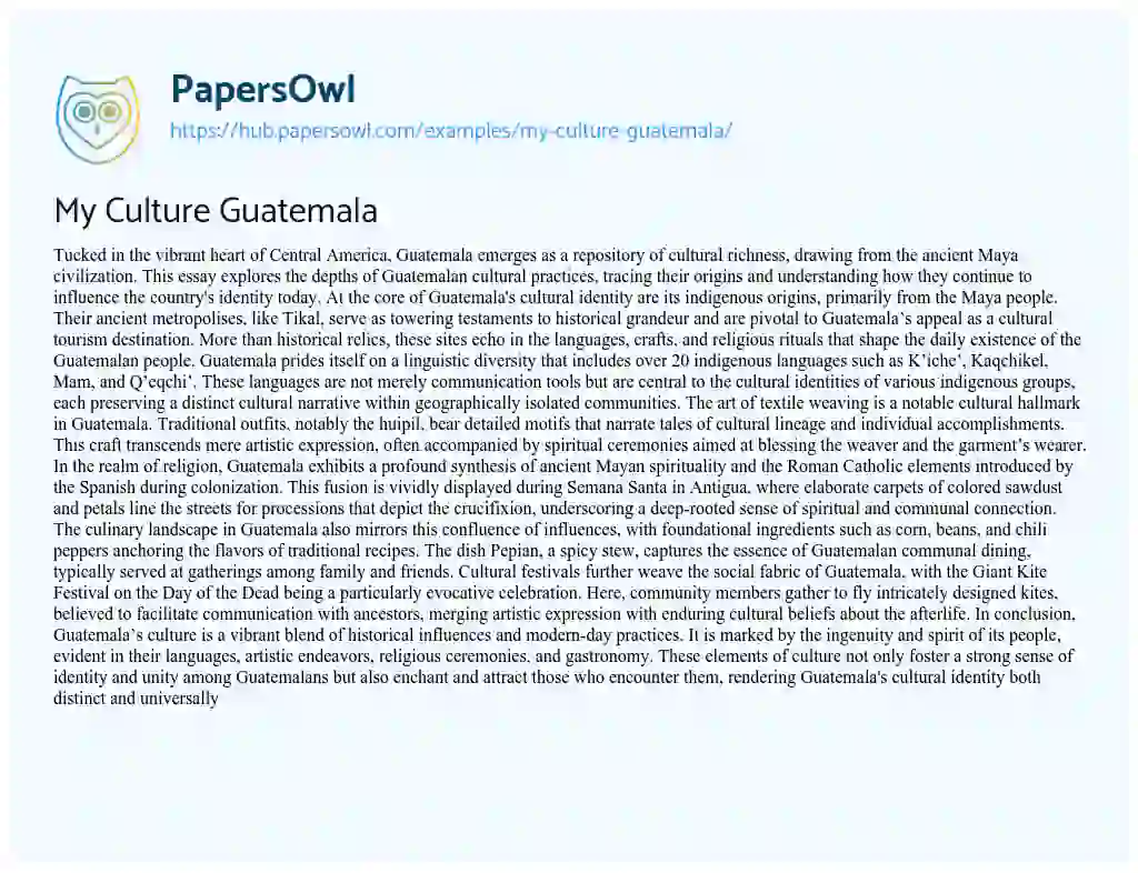 Essay on My Culture Guatemala