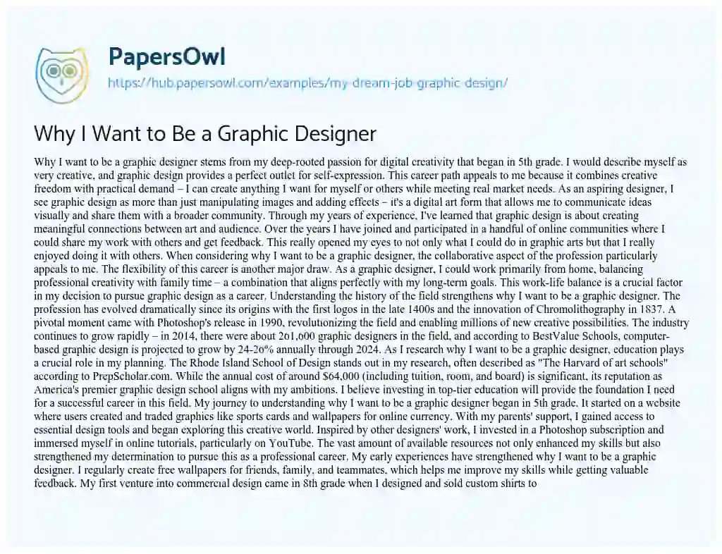 Essay on Why I Want to Be a Graphic Designer