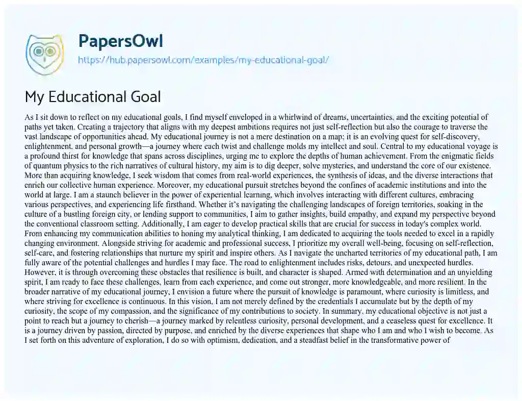 Essay on My Educational Goal