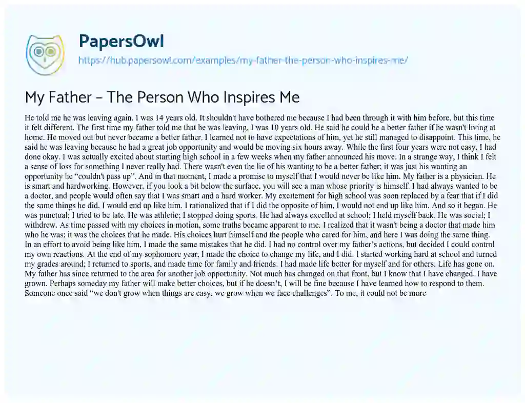 Essay on My Father – The Person Who Inspires Me