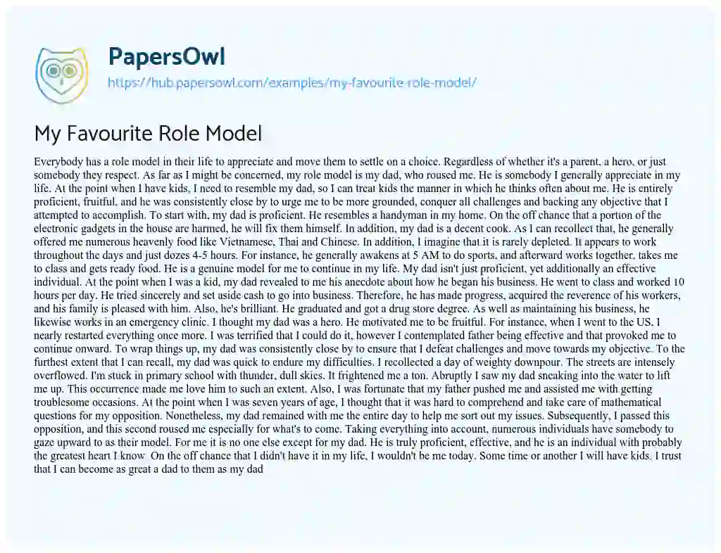 Essay on My Favourite Role Model