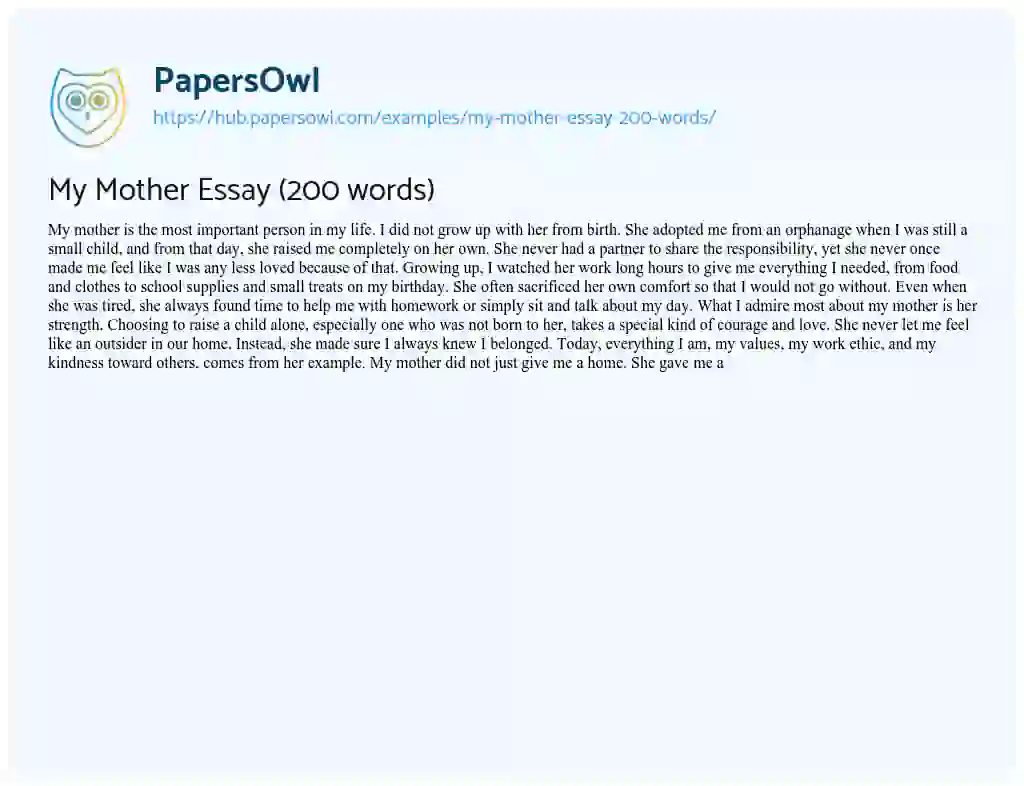 Essay on My Mother Essay (200 words)