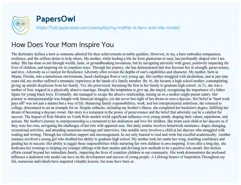 Essay on How Does Your Mom Inspire You
